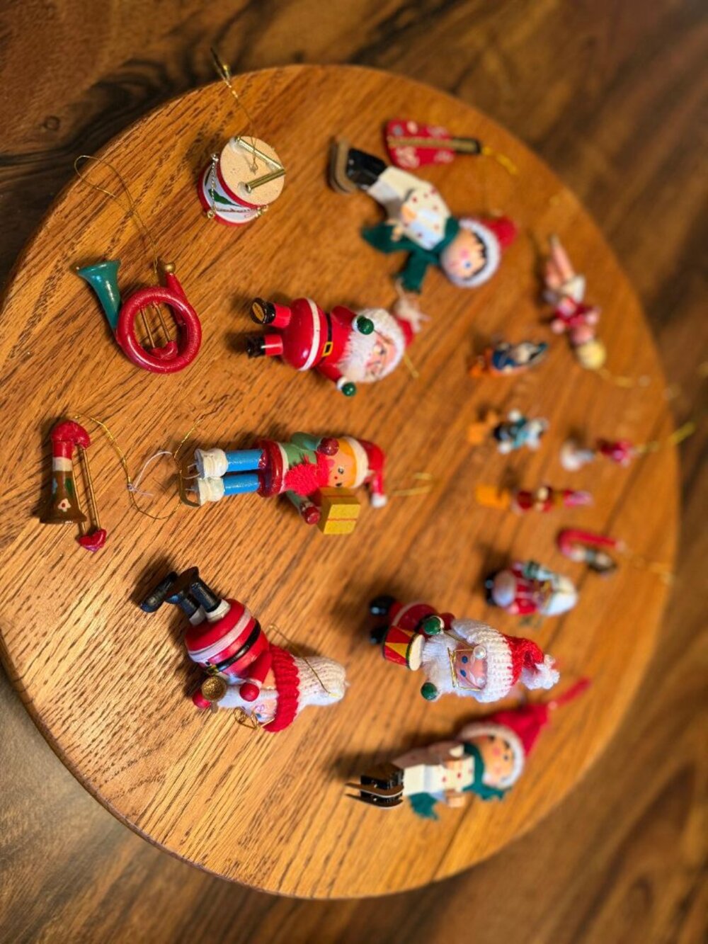 17 Vintage Wooden Hand Painted Christmas Ornaments